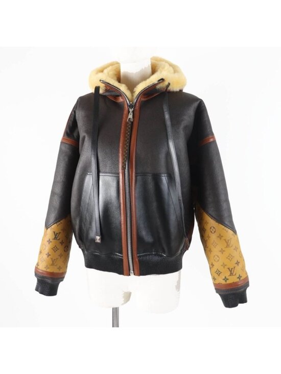 Louis Vuitton Jackets & Blazers - Louis Vuitton Fjlj12 xkn Sheepskin Monogram Reversible Hooded Mouton Jacket
